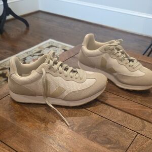 Veja Off-White and Tan Sneakers